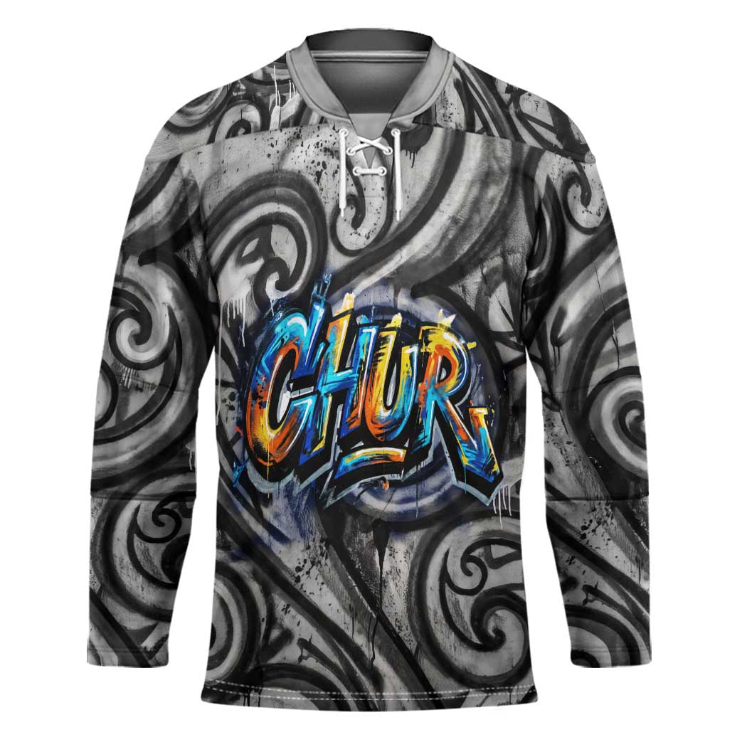 Chur Bro Shaka Sign Hockey Jersey New Zealand Koru Colorful Graffiti Splash TS04 Unisex Multicolor - Polynesian Pride
