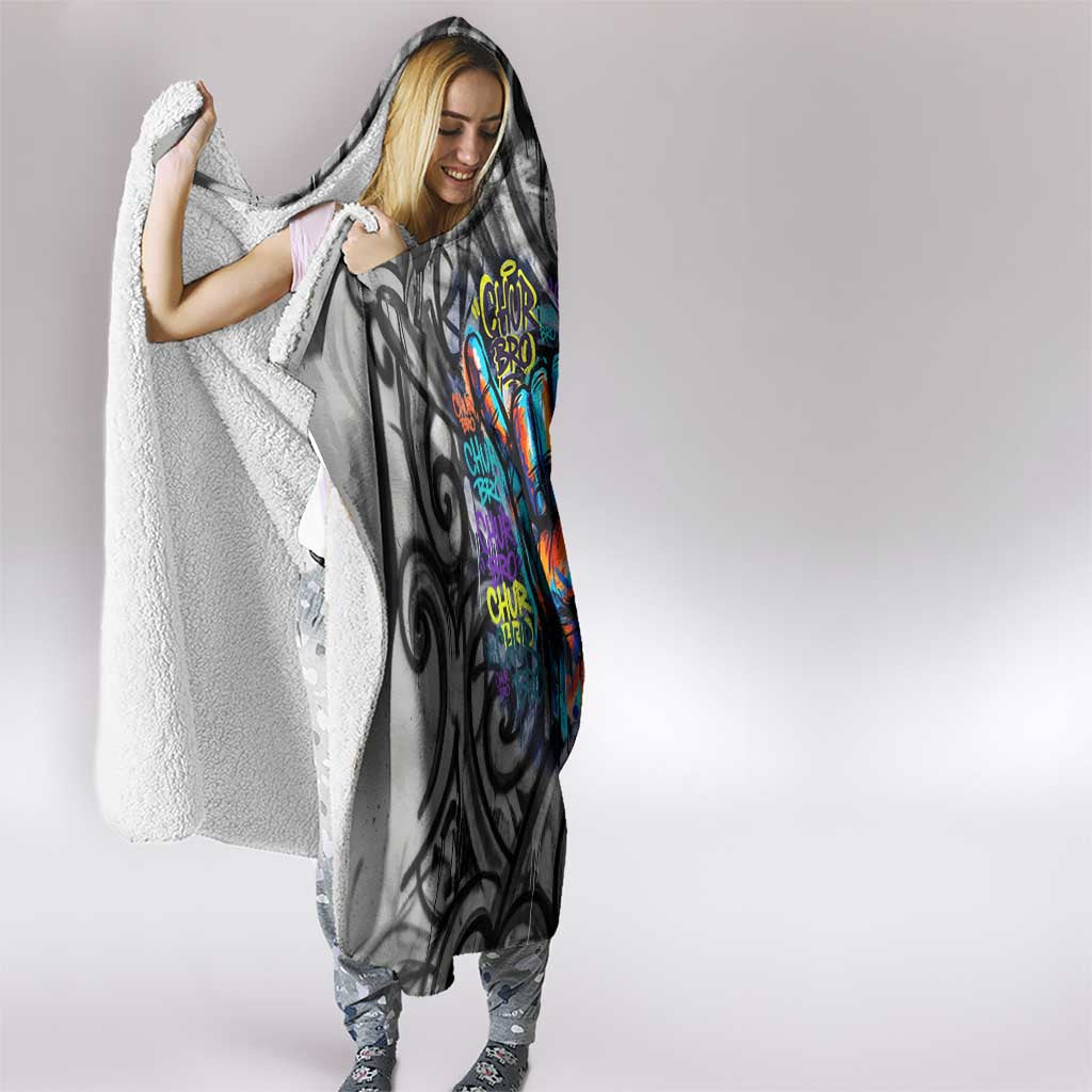 Chur Bro Shaka Sign Hooded Blanket New Zealand Koru Colorful Graffiti Splash TS04 - Polynesian Pride