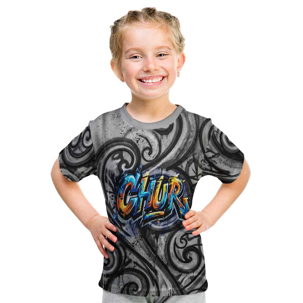 Chur Bro Shaka Sign Kid T Shirt New Zealand Koru Colorful Graffiti Splash TS04 Multicolor - Polynesian Pride