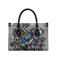 Chur Bro Shaka Sign Leather Bag New Zealand Koru Colorful Graffiti Splash TS04 - Polynesian Pride