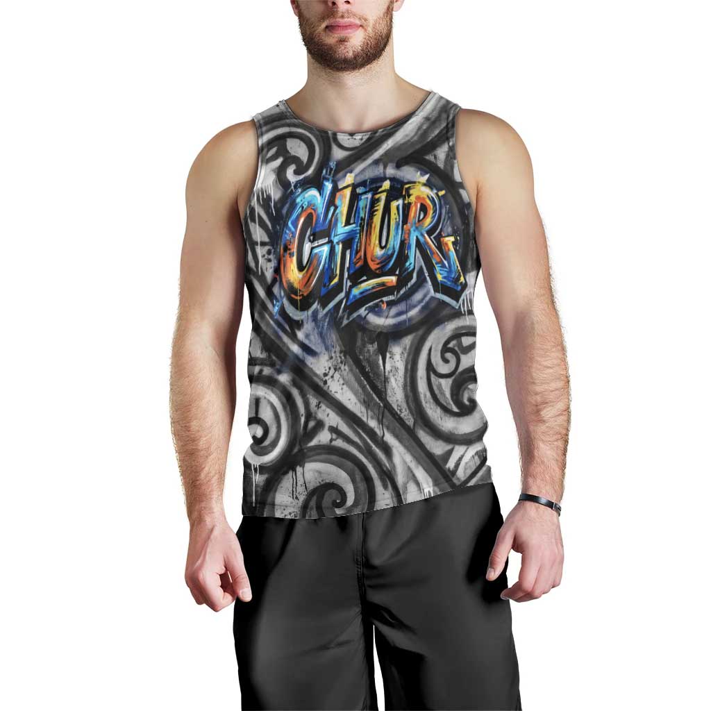 Chur Bro Shaka Sign Men Tank Top New Zealand Koru Colorful Graffiti Splash TS04 - Polynesian Pride