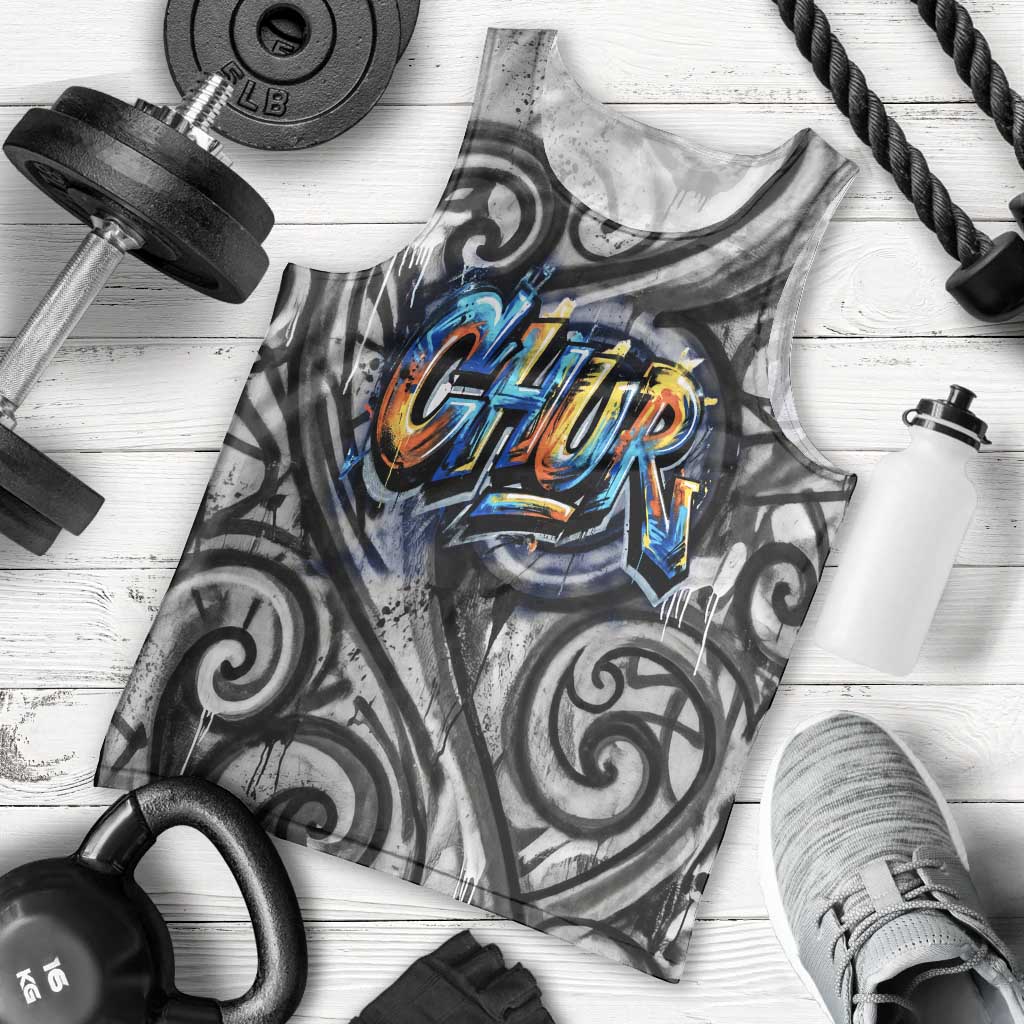 Chur Bro Shaka Sign Men Tank Top New Zealand Koru Colorful Graffiti Splash TS04 - Polynesian Pride