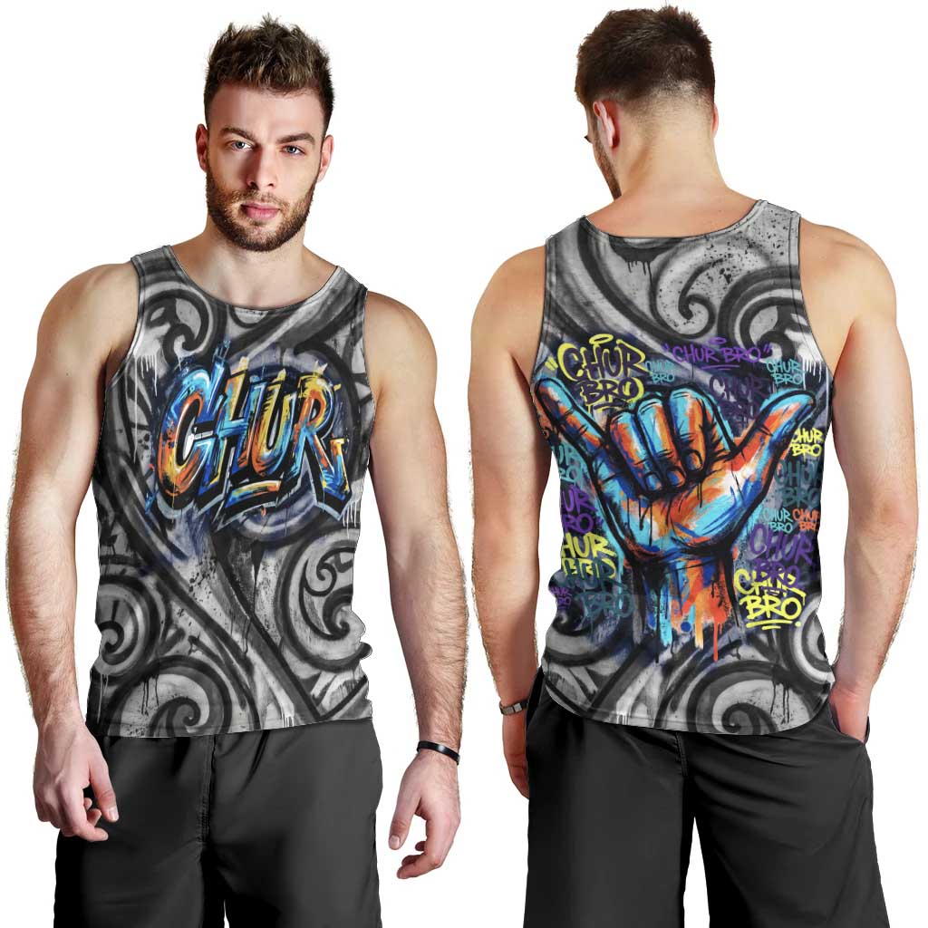 Chur Bro Shaka Sign Men Tank Top New Zealand Koru Colorful Graffiti Splash TS04 - Polynesian Pride