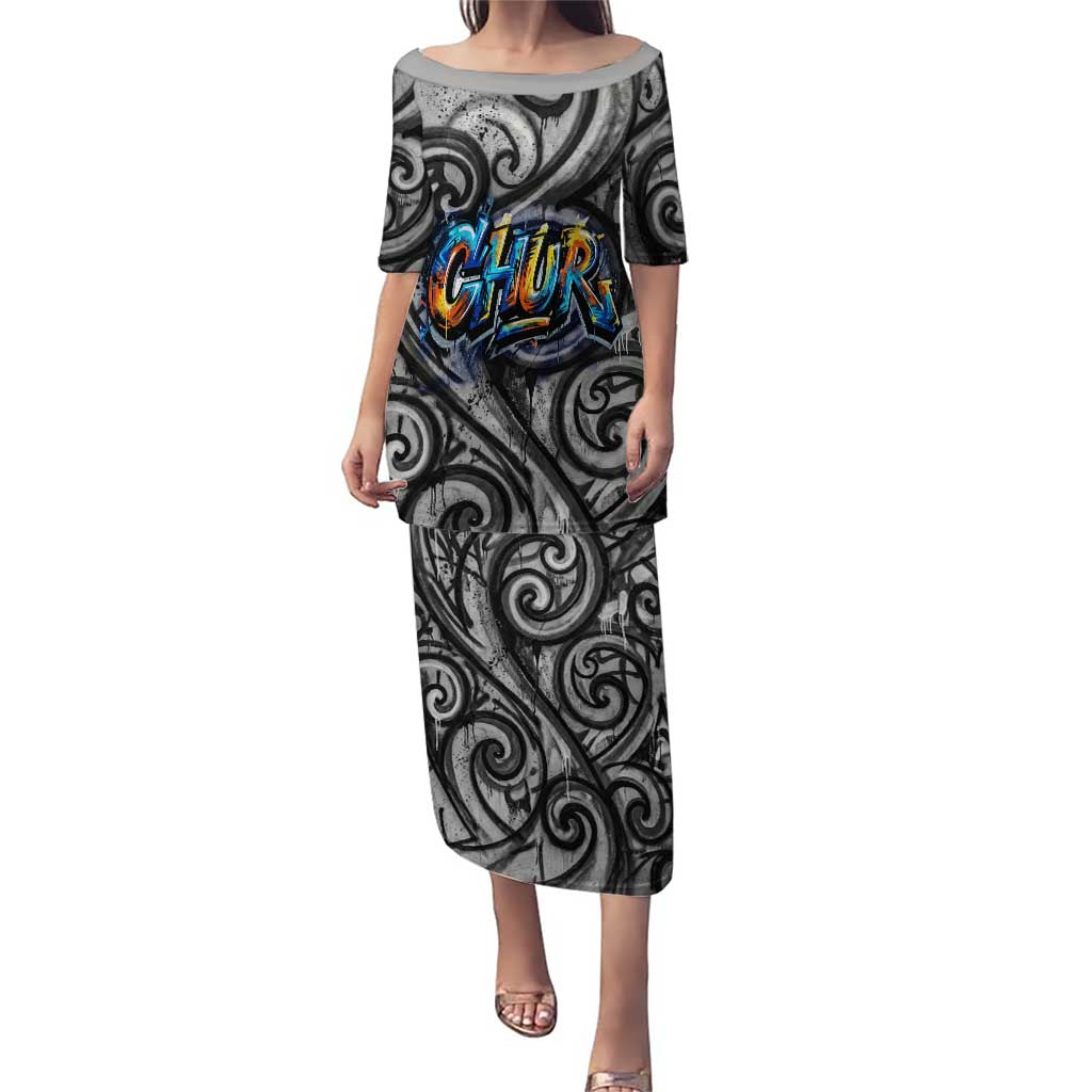 Chur Bro Shaka Sign Puletasi New Zealand Koru Colorful Graffiti Splash TS04 Long Dress Multicolor - Polynesian Pride