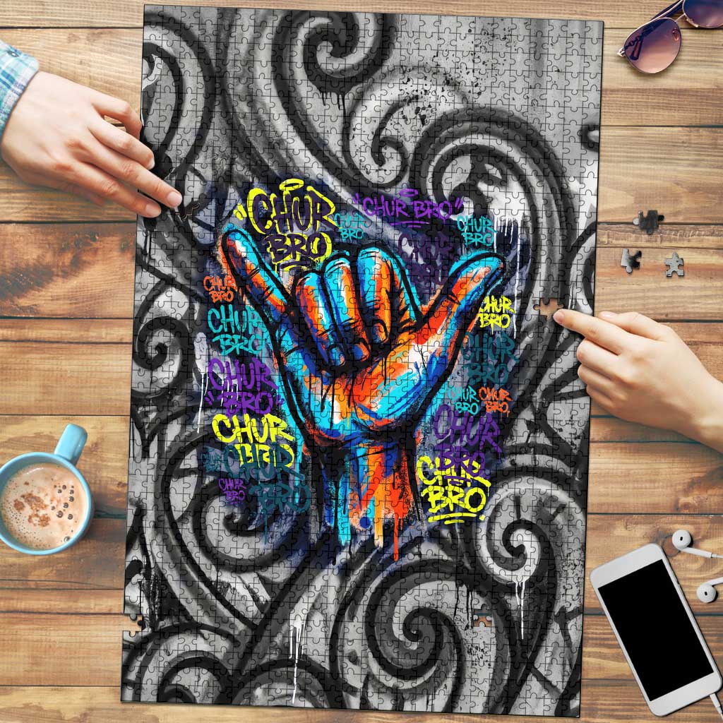 Chur Bro Shaka Sign Puzzle New Zealand Koru Colorful Graffiti Splash