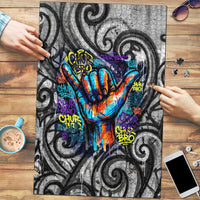 Chur Bro Shaka Sign Puzzle New Zealand Koru Colorful Graffiti Splash
