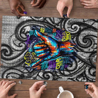 Chur Bro Shaka Sign Puzzle New Zealand Koru Colorful Graffiti Splash