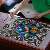 Chur Bro Shaka Sign Puzzle New Zealand Koru Colorful Graffiti Splash