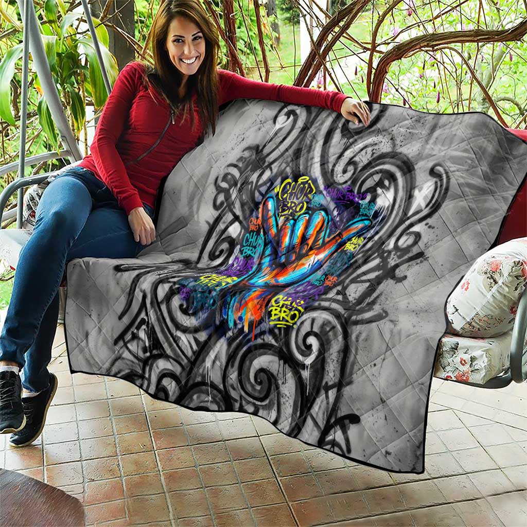 Chur Bro Shaka Sign Quilt New Zealand Koru Colorful Graffiti Splash TS04 - Polynesian Pride