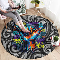 Chur Bro Shaka Sign Round Carpet New Zealand Koru Colorful Graffiti Splash TS04 - Polynesian Pride
