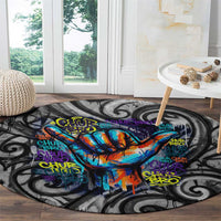 Chur Bro Shaka Sign Round Carpet New Zealand Koru Colorful Graffiti Splash TS04 - Polynesian Pride