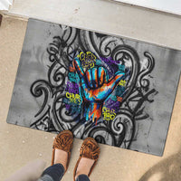 Chur Bro Shaka Sign Rubber Doormat New Zealand Koru Colorful Graffiti Splash TS04 - Polynesian Pride