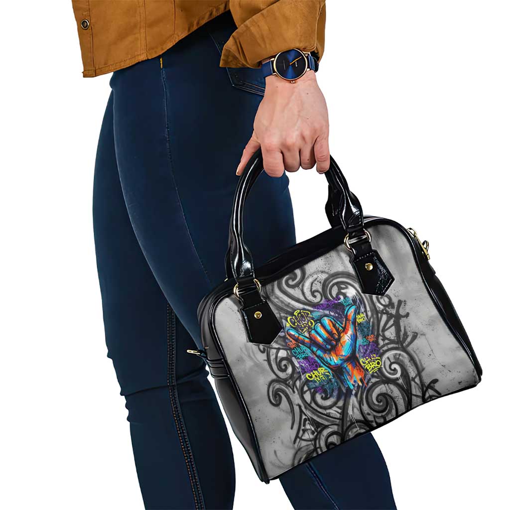 Chur Bro Shaka Sign Shoulder Handbag New Zealand Koru Colorful Graffiti Splash TS04 - Polynesian Pride