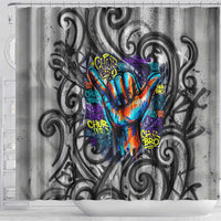 Chur Bro Shaka Sign Shower Curtain New Zealand Koru Colorful Graffiti Splash TS04 - Polynesian Pride