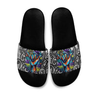 Chur Bro Shaka Sign Slide Sandals New Zealand Koru Colorful Graffiti Splash TS04 Multicolor - Polynesian Pride