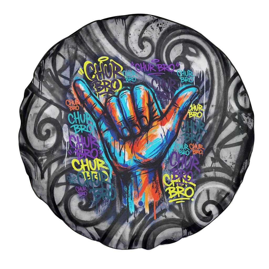 Chur Bro Shaka Sign Spare Tire Cover New Zealand Koru Colorful Graffiti Splash TS04 - Polynesian Pride
