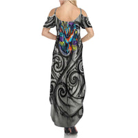 Chur Bro Shaka Sign Summer Maxi Dress New Zealand Koru Colorful Graffiti Splash