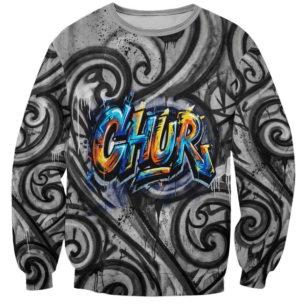 Chur Bro Shaka Sign Sweatshirt New Zealand Koru Colorful Graffiti Splash TS04 Unisex Multicolor - Polynesian Pride