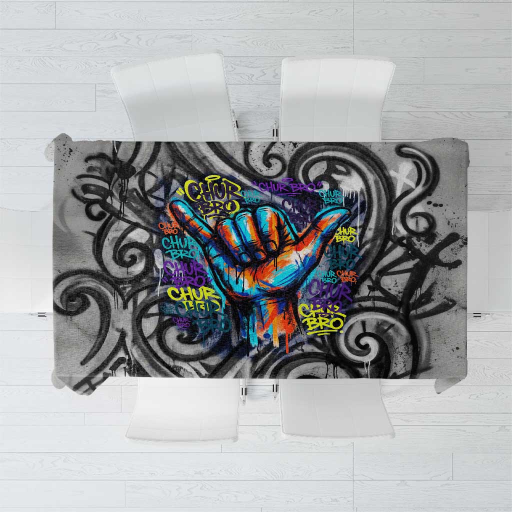 Chur Bro Shaka Sign Tablecloth New Zealand Koru Colorful Graffiti Splash TS04 Multicolor - Polynesian Pride