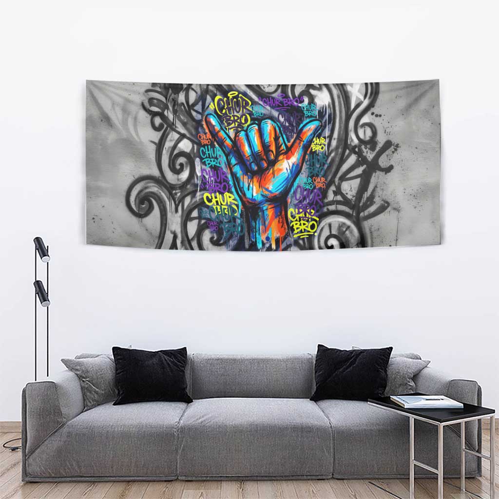 Chur Bro Shaka Sign Tapestry New Zealand Koru Colorful Graffiti Splash TS04 - Polynesian Pride