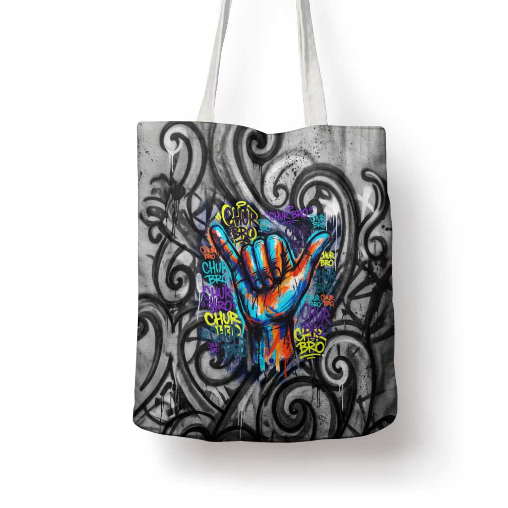 Chur Bro Shaka Sign Tote Bag New Zealand Koru Colorful Graffiti Splash TS04 - Polynesian Pride