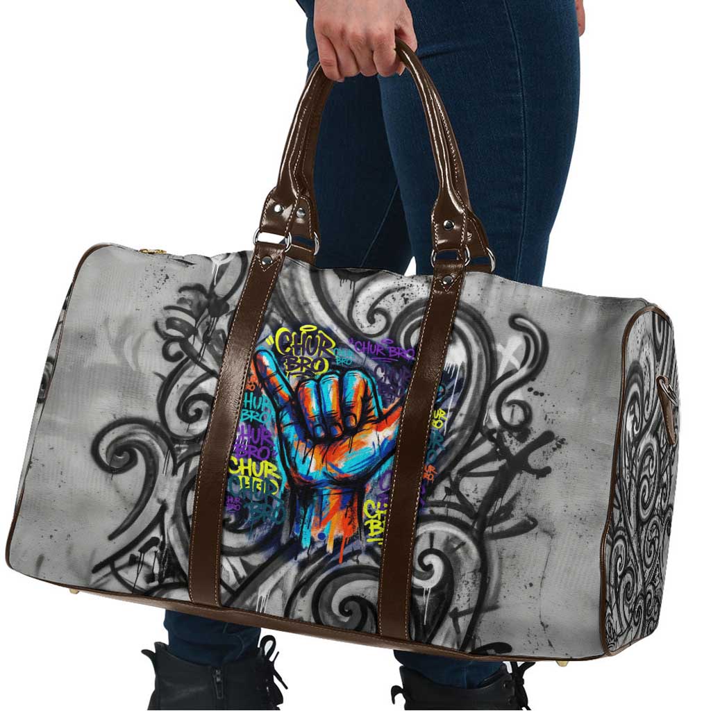 Chur Bro Shaka Sign Travel Bag New Zealand Koru Colorful Graffiti Splash