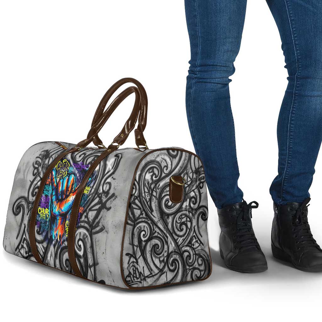 Chur Bro Shaka Sign Travel Bag New Zealand Koru Colorful Graffiti Splash