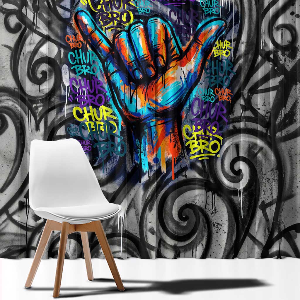 Chur Bro Shaka Sign Window Curtain New Zealand Koru Colorful Graffiti Splash TS04 - Polynesian Pride