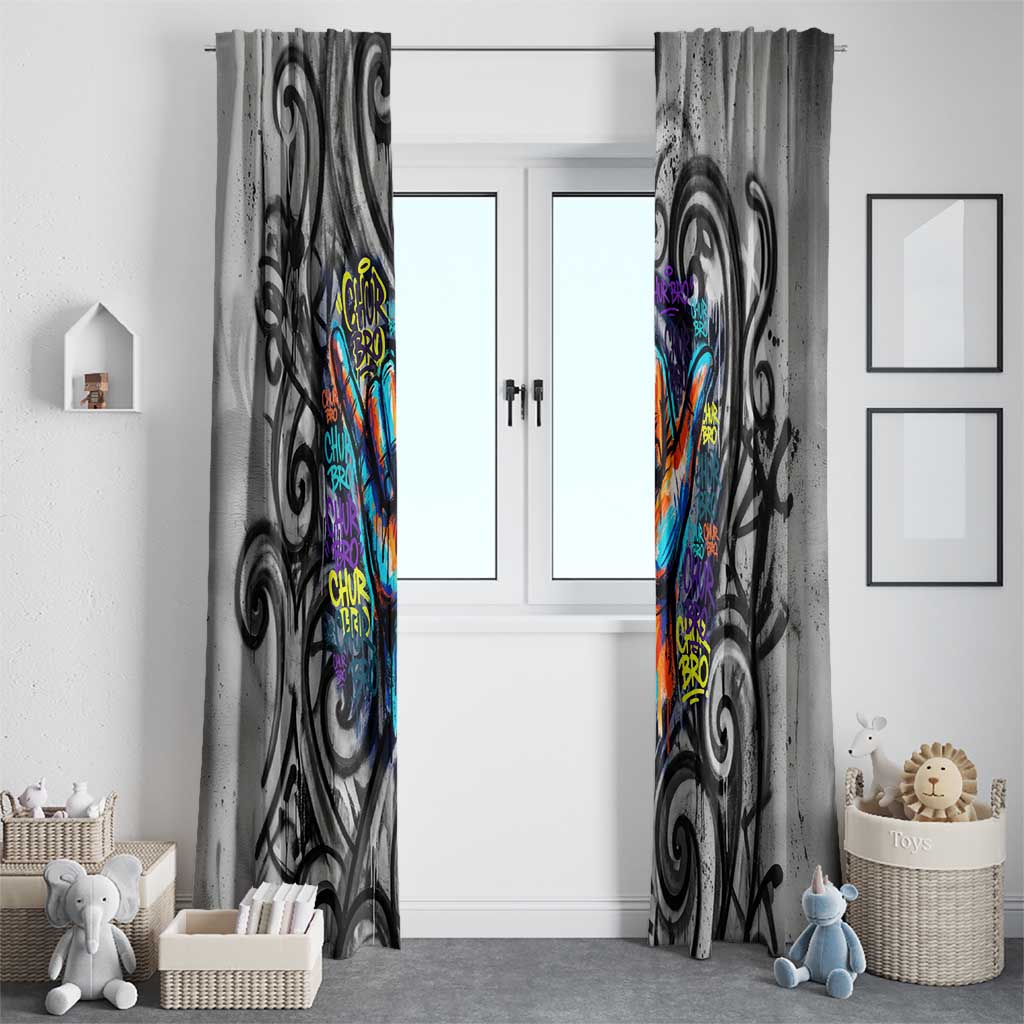 Chur Bro Shaka Sign Window Curtain New Zealand Koru Colorful Graffiti Splash TS04 - Polynesian Pride