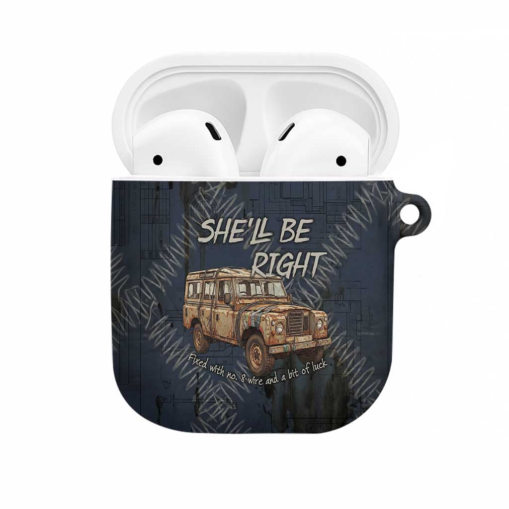 New Zealand She’ll Be Right AirPods Case NZ Slang No. 8 Wire Map Pattern TS04 Navy Slate - Polynesian Pride