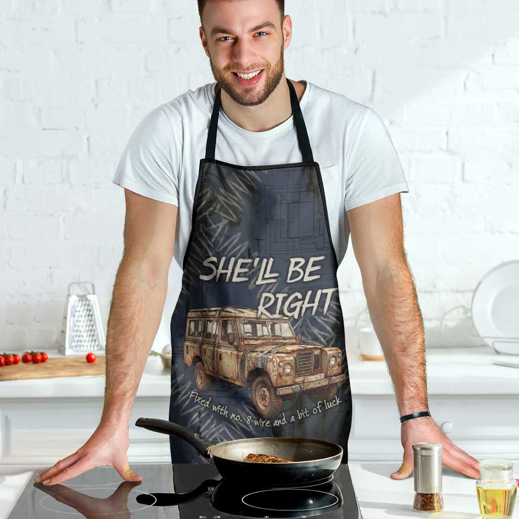 New Zealand She’ll Be Right Apron NZ Slang No. 8 Wire Map Pattern TS04 - Polynesian Pride
