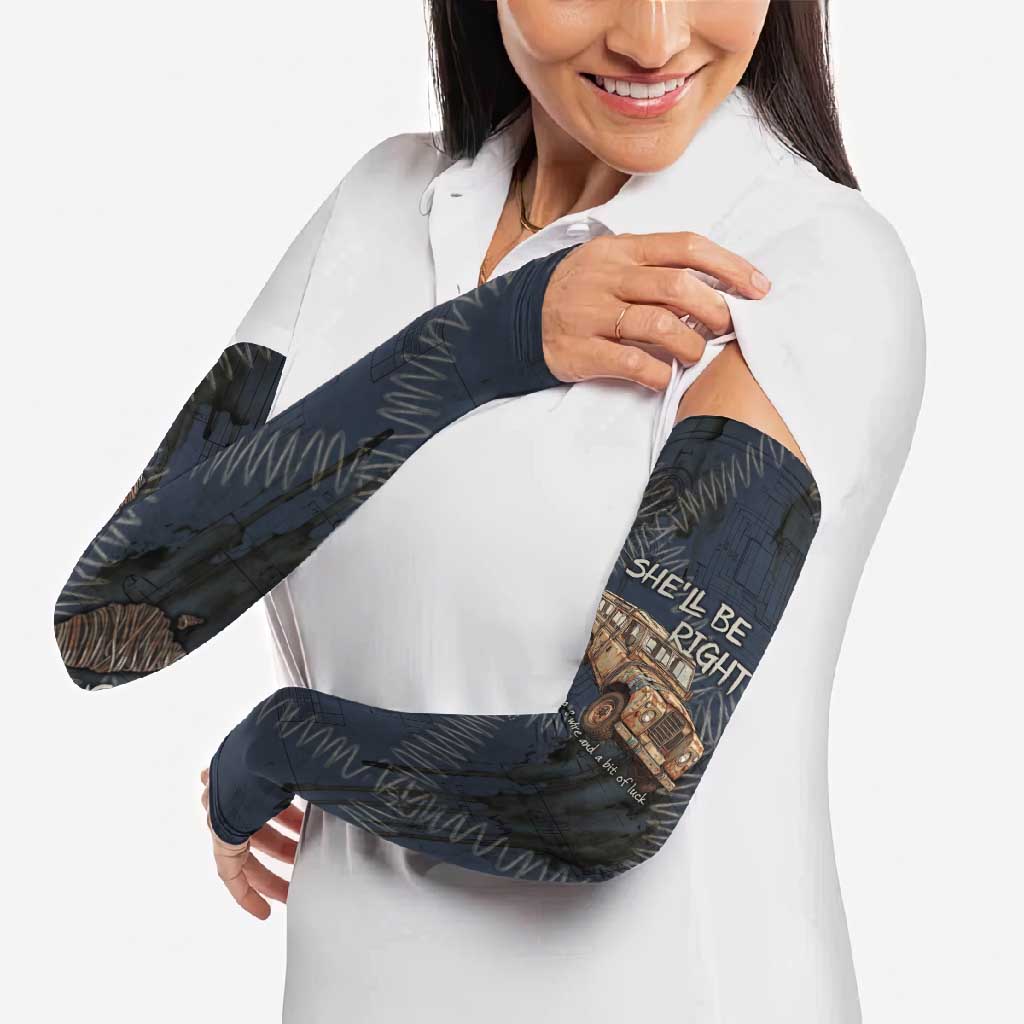 New Zealand She’ll Be Right Arm Sleeves NZ Slang No. 8 Wire Map Pattern TS04 - Polynesian Pride