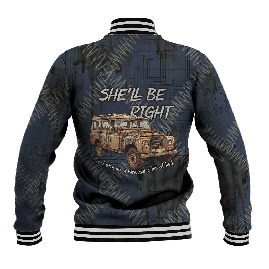 New Zealand She’ll Be Right Baseball Jacket NZ Slang No. 8 Wire Map Pattern TS04 - Polynesian Pride