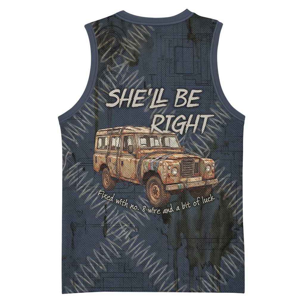 New Zealand She’ll Be Right Basketball Jersey NZ Slang No. 8 Wire Map Pattern TS04 - Polynesian Pride