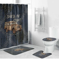 New Zealand She’ll Be Right Bathroom Set NZ Slang No. 8 Wire Map Pattern TS04 Bathroom Set (4 pcs) Navy Slate - Polynesian Pride