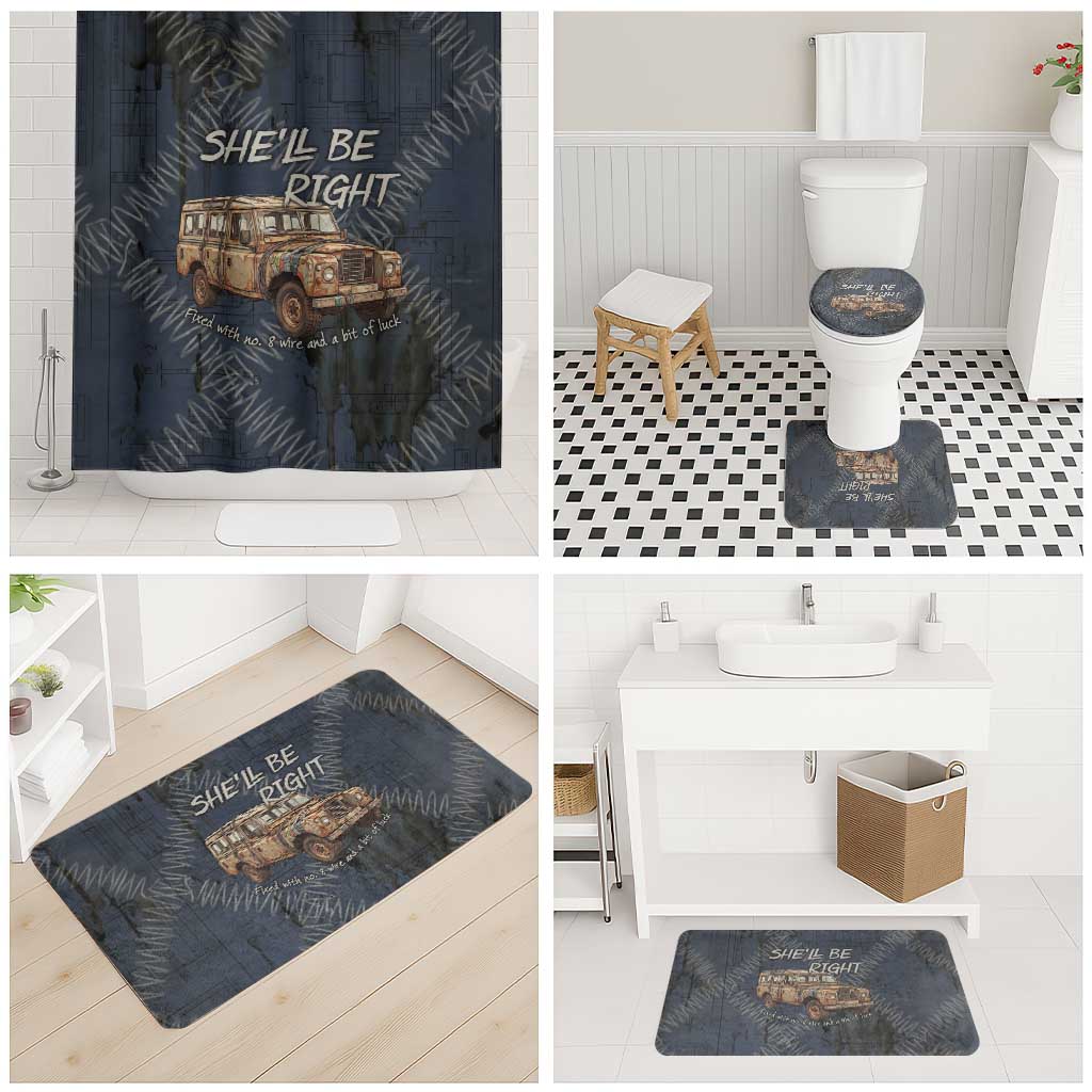 New Zealand She’ll Be Right Bathroom Set NZ Slang No. 8 Wire Map Pattern TS04 - Polynesian Pride