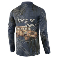 New Zealand She’ll Be Right Button Sweatshirt NZ Slang No. 8 Wire Map Pattern TS04 - Polynesian Pride