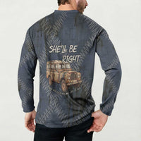 New Zealand She’ll Be Right Button Sweatshirt NZ Slang No. 8 Wire Map Pattern TS04 - Polynesian Pride