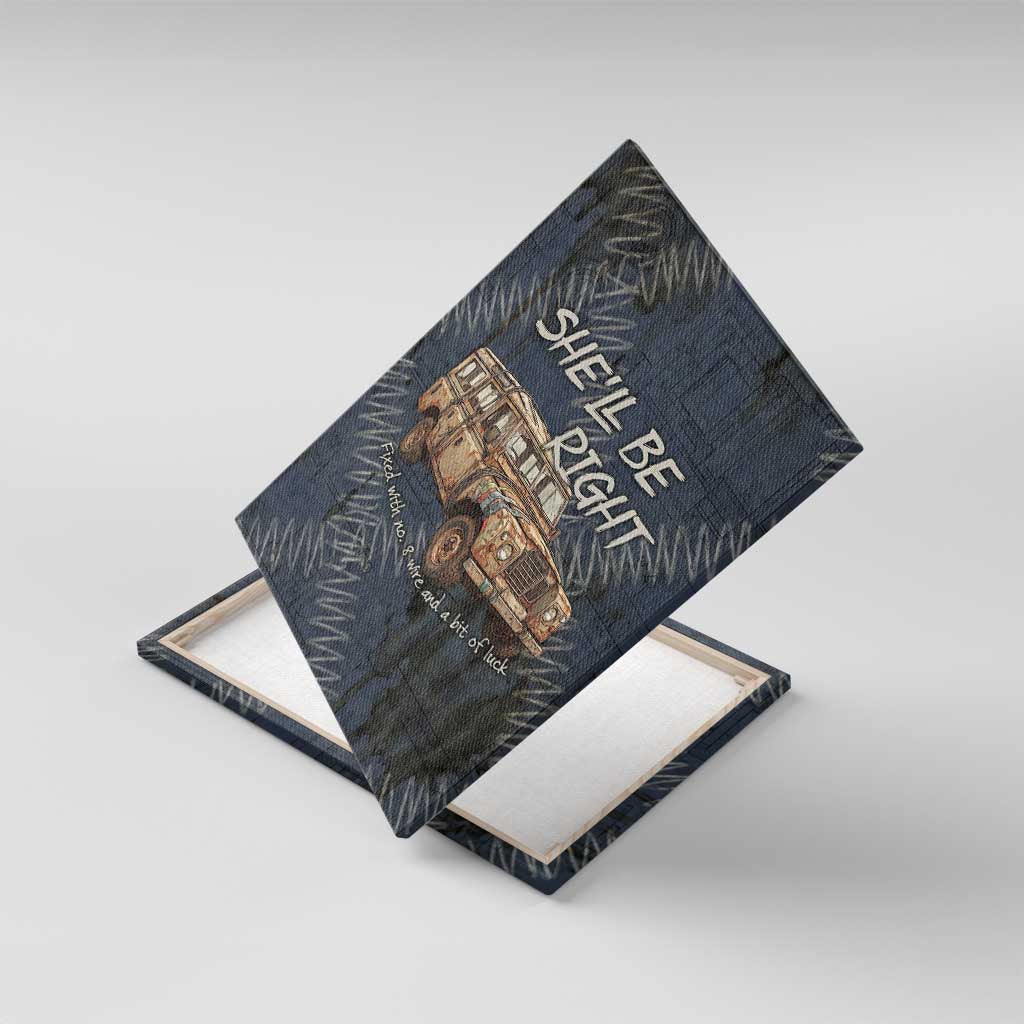 New Zealand She’ll Be Right Canvas Wall Art NZ Slang No. 8 Wire Map Pattern TS04 With Frame Navy Slate - Polynesian Pride