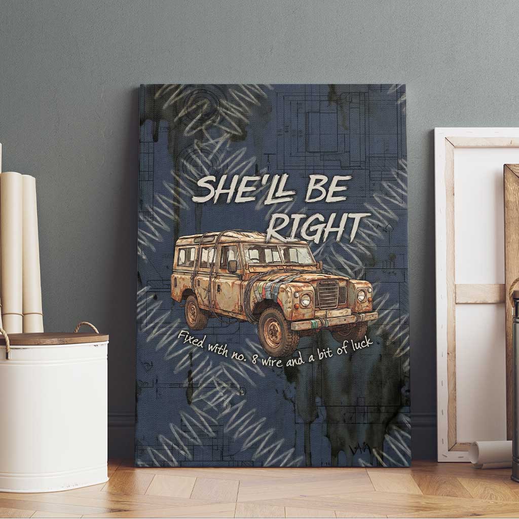 New Zealand She’ll Be Right Canvas Wall Art NZ Slang No. 8 Wire Map Pattern TS04 - Polynesian Pride