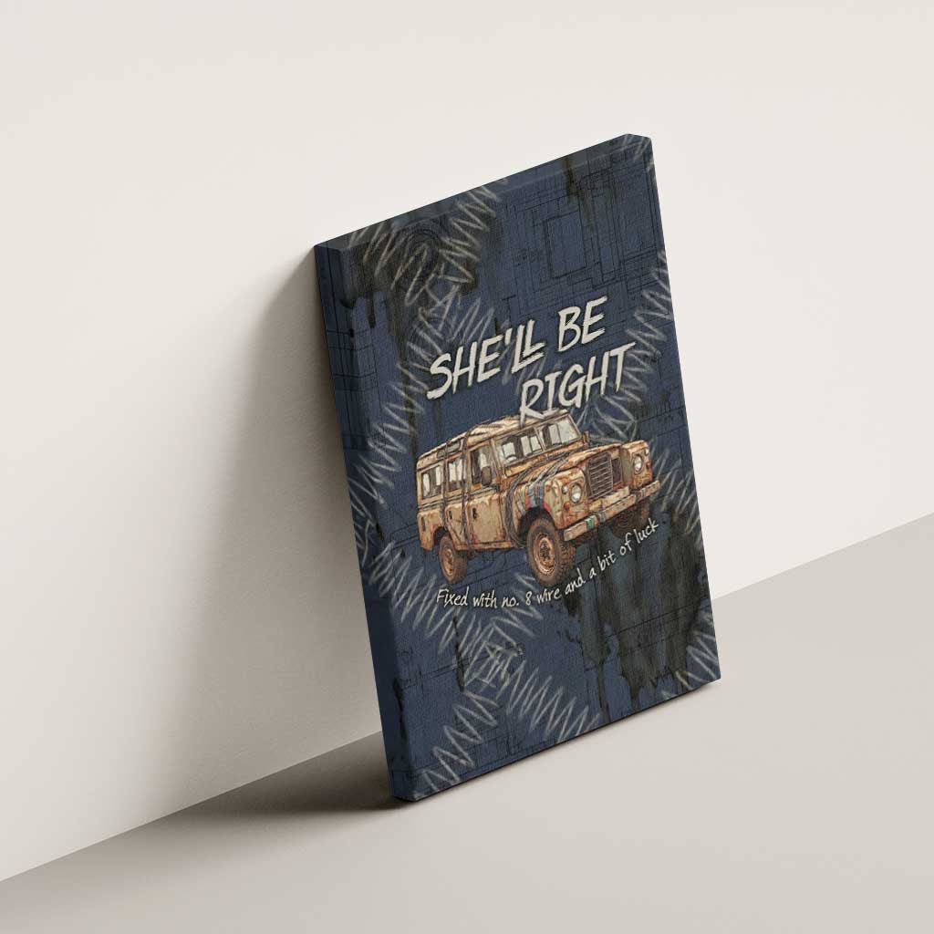New Zealand She’ll Be Right Canvas Wall Art NZ Slang No. 8 Wire Map Pattern TS04 - Polynesian Pride