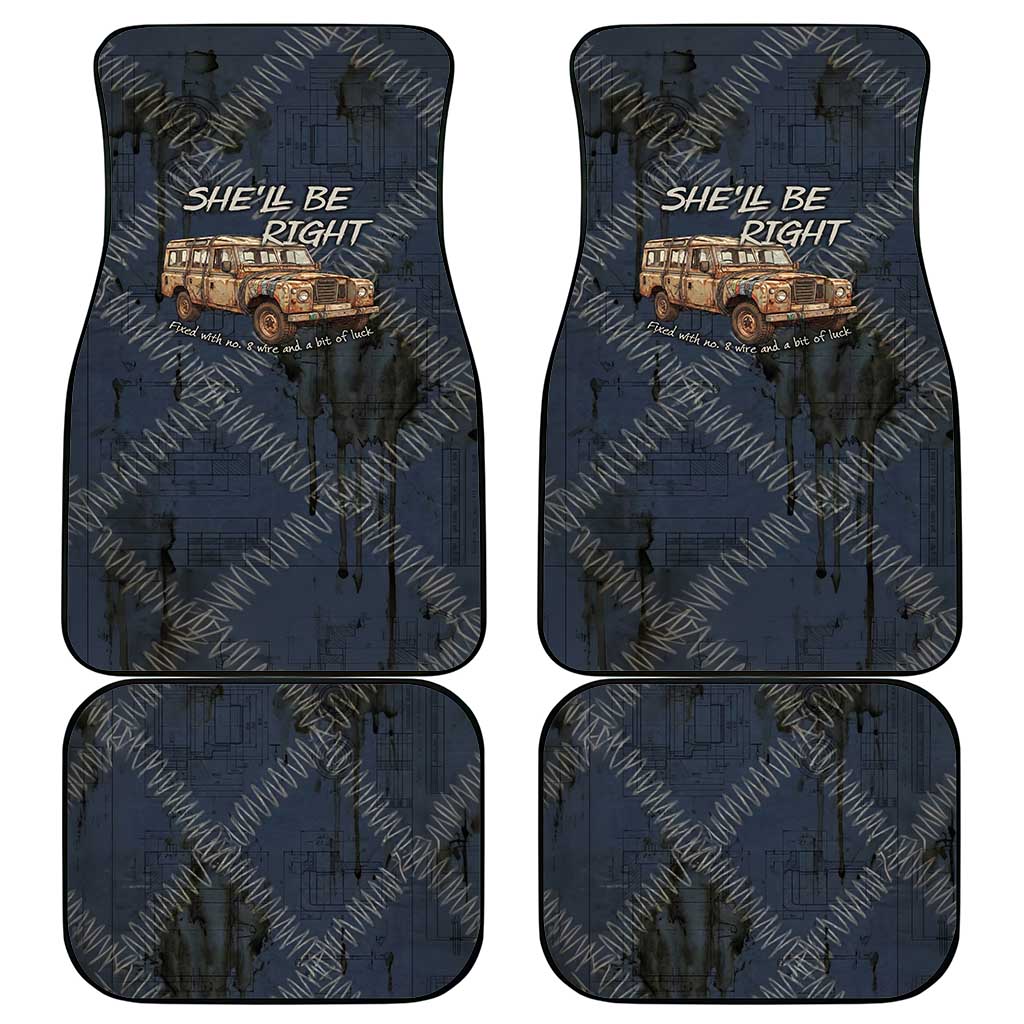 New Zealand She’ll Be Right Car Mats NZ Slang No. 8 Wire Map Pattern TS04 - Polynesian Pride