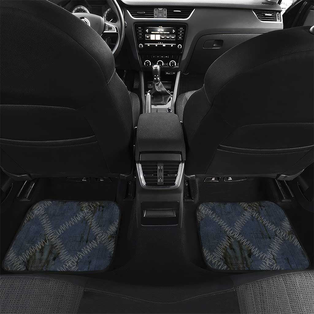 New Zealand She’ll Be Right Car Mats NZ Slang No. 8 Wire Map Pattern TS04 Set 2pcs - Back Navy Slate - Polynesian Pride