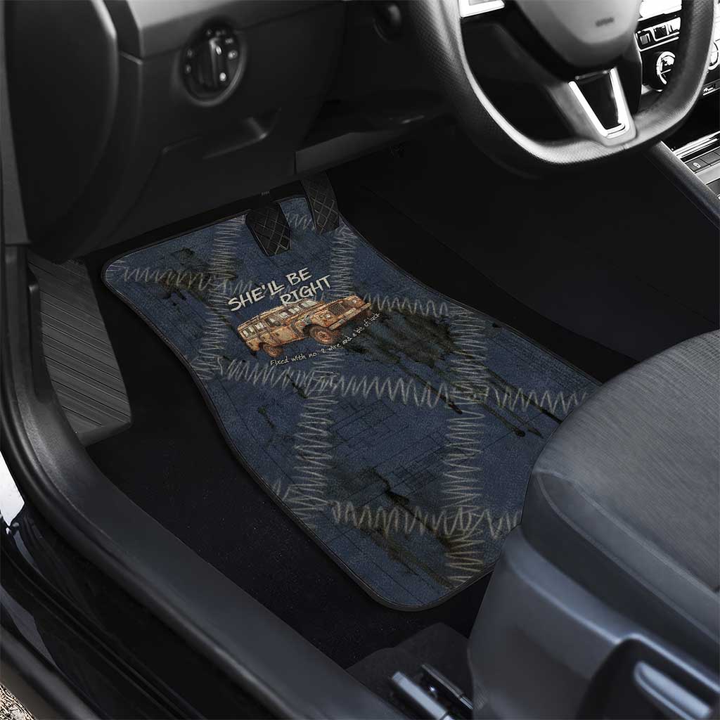 New Zealand She’ll Be Right Car Mats NZ Slang No. 8 Wire Map Pattern TS04 - Polynesian Pride