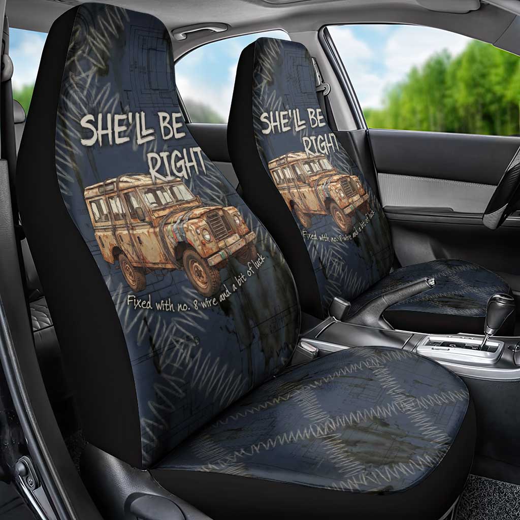 New Zealand She’ll Be Right Car Seat Cover NZ Slang No. 8 Wire Map Pattern TS04 - Polynesian Pride