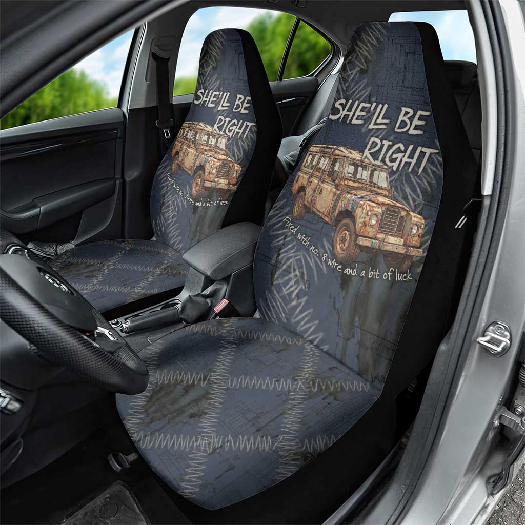 New Zealand She’ll Be Right Car Seat Cover NZ Slang No. 8 Wire Map Pattern TS04 - Polynesian Pride