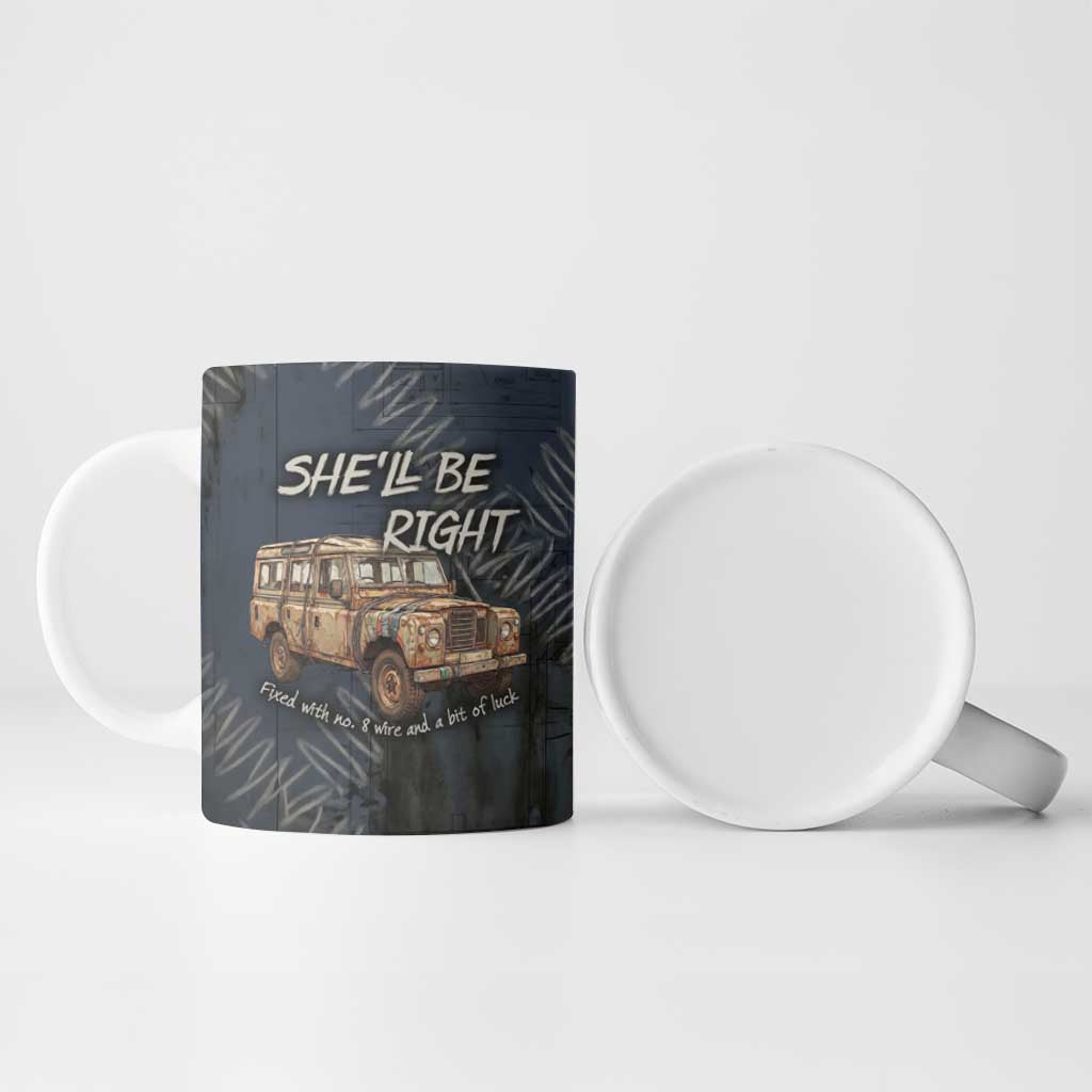 New Zealand She’ll Be Right Ceramic Mug NZ Slang No. 8 Wire Map Pattern TS04 - Polynesian Pride