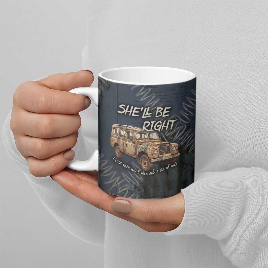 New Zealand She’ll Be Right Ceramic Mug NZ Slang No. 8 Wire Map Pattern TS04 - Polynesian Pride