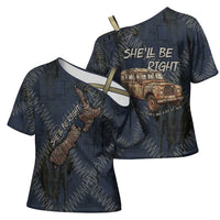 New Zealand She’ll Be Right Cross Shoulder Shirt NZ Slang No. 8 Wire Map Pattern TS04 - Polynesian Pride