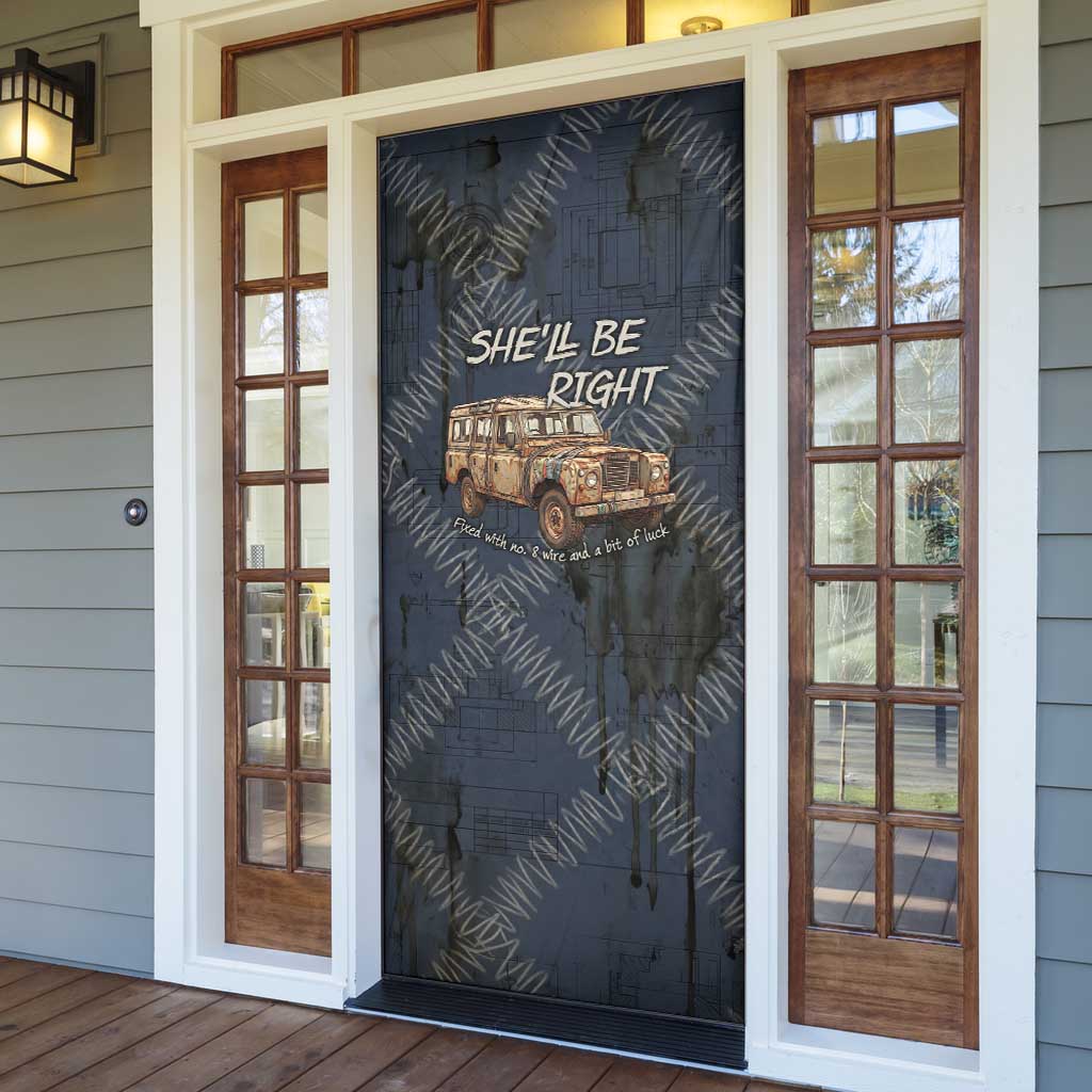 New Zealand She’ll Be Right Door Cover NZ Slang No. 8 Wire Map Pattern TS04 - Polynesian Pride